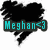 Pixelated black heart-shaped icon with cyan text reading "Meghan<3" on a white background.