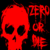 Red skull icon with black eye sockets and nose cavity against a solid black background, accompanied by red Chinese characters to the right.