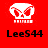 Red background with white skull icon and black text "LeeS44" below it, showing pixelated variations across frames.