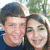 Two people smiling closely together in two side-by-side with text below reading 'i love you' in cursive