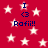 Red background with white stars and blue text reading 'I <3 Rafii!!' in four repeated sections.