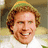 A static image featuring a person with curly light brown hair wearing a green hat and white shirt, alongside red pixelated text reading HELLOOO Buddy the Elf! What is your... FAVORITE COLOR ??????????