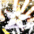 Animated sequence of a white horse with brown and black accents against a dark background with yellow highlights.