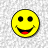 Six yellow smiley face icons arranged in two on a gray pixelated background, each with distinct facial expressions and mouth positions