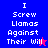 Four display text "I Screw Llamas Against Their Will" with a star symbol changing color between blue and pink across the bottom-left