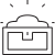 Pixelated grayscale icon of a rectangular briefcase with rounded top edges, featuring two side pockets and a central buckle detail.