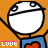 A 4-frame animated contact sheet of a pixelated stick figure with white face, blue shirt, and orange background holding a heart that changes color across frames.