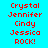 Pixelated text list on cyan background with red lettering and yellow highlight bars, showing names and 'ROCK!' in three