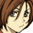 Pixelated anime-style character with brown hair and light skin, side profile facing right, against black background with white text.