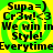 Green and yellow spiral background with black text reading "Supa=) Cr3w!<3 We win in Style! Everytime" repeated across four quadrants.