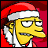 Pixelated cartoon character in Santa hat with red background, showing mouth and eye expression changes across frames.