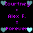 Pixelated text and heart symbols on black background with purple, cyan, and teal colors.