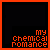 Two side-by-side animated frames of a pixel art buddy icon featuring orange text and a skull symbol on black backgrounds with red borders.