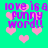 Pixelated cyan background with pink hearts and purple text reading "love is a funny word!!" repeated in four quadrants.