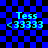 Blue and black checkered background with four identical pixelated text elements reading "Tess <33333" in cyan, arranged in a