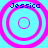 Four identical circular icons with pink concentric rings and blue background, each displaying "Jessica" text above the ring pattern.