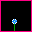 Pixelated blue flower with green stem on black background, transitioning through text changes and position shifts across six