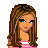 Pixel art contact sheet showing a female character in multiple frames with pink and white clothing, blue text reading 'neva been kissed' on a bright pink background.