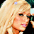 A 48x48 pixel animated contact sheet showing three sampled frames of a blonde woman with blue eyes in various poses and expressions, arranged in a 2x2 grid with one empty gray cell.