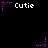 Pixel art icon with 'Cutie' text and purple star animations on black background, showing star movement across frames.