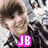 Four distinct images of a person with short brown hair in different poses and backgrounds, each overlaid with pink 'JB' text.