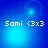 Four blue-toned display 'Sami < ' text with shifting light effects and circular glows in different positions
