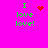 A bright pink background displays four green text blocks reading "I love love!" with varying red pixel symbols above the first "love" in each block.
