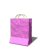 Animated contact sheet of a purple shopping bag with floral accents in various states across eight frames.