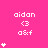 A pink background displays repeated text 'aidan <3 a&f' with white heart symbols appearing in varying quantities across three