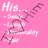 Pixelated pink background with white and dark purple text reading 'His Life' and a stylized heart symbol, all rendered in low-resolution digital art style.