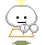 A 3x3 grid of pixelated animated frames showing a white robot character with orange accents and yellow antenna, displaying various hand gestures and facial expressions against a gray background.