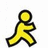 Yellow stick figure running on white background; pink text 'run little buddy' and pixelated shapes on black backgrounds.