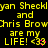 Yellow pixelated text on black background repeats names and "LIFE!" with pink heart symbols, partially obscured by gray rectangle.