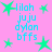Static image with pink background, green star shapes scattered across, and repeated blue text reading Lilah juju dylan bffs.