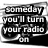 Black-and-white animated icon with text reading "someday you'll turn your radio on" and "i hope it takes u back to that place," featuring heart and camera symbols.