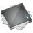 Pixelated gray icon with gradient shading and a small light blue highlight on the right side, set against a white background.