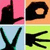 Four distinct black silhouettes on colored backgrounds: a tall figure with extended arm, circular shape, V-shaped form, and starburst-like lines.