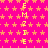 A static image with a bright pink background covered in repeating orange star patterns, featuring vertical yellow text reading "EMZIE" repeated across the left and center sections.