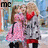 Two blonde women in pink dresses and gray coats stand close together, one with a red heart on her chest; text appears sequentially across four