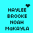 Pixelated text list with animated symbols on cyan background, showing name variations and changing visual elements.