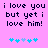 Pixelated text on pink background with blue puzzle pieces changing position across frames.
