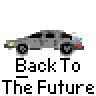 Animated contact sheet showing 15 sequential frames of a DeLorean car icon with