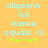 Pixelated text on orange background with light blue and green elements, showing 'allysonn. && markk. equals <3' and five green stars.