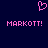 Pixelated pink heart symbol above two identical text lines on dark blue background.