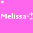 Pixelated text 'Melissa-' repeats across a pink background with scattered white stars, some stars change position between frames.