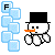 Pixel art snowman with black top hat, orange carrot nose, and white body stands beside blue ice blocks displaying letters.