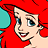 Pixelated cartoon character with red hair and blue eyes, smiling with mouth open, wearing red clothing against a red background with teal accents.