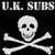Static pixel art icon featuring a white skull and crossbones on black background with "U.K. SUBS" text above, rendered in low-resolution 8-bit style.