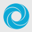 Circular blue icon with white spiral lines forming a vortex-like pattern against a light gray background.