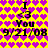 Yellow background with purple heart pattern, black text elements repeating across the image, no visible motion changes between observations.